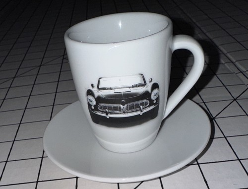 Kahla Germany for BMW Espresso Cup Saucer White Car Graphic