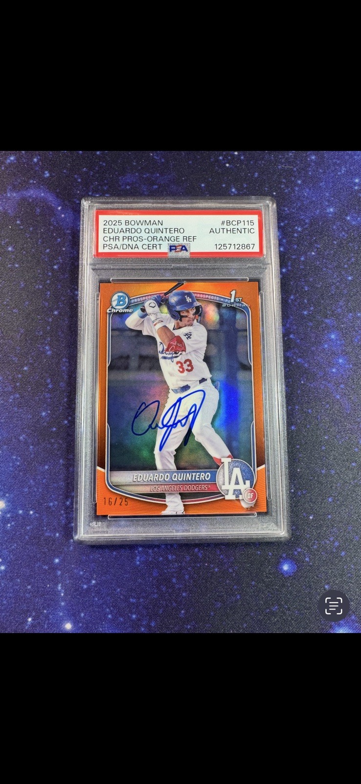 2025 Bowman Eduardo Quintero Chrome In Person Auto Orange Refractor 1st #24/25