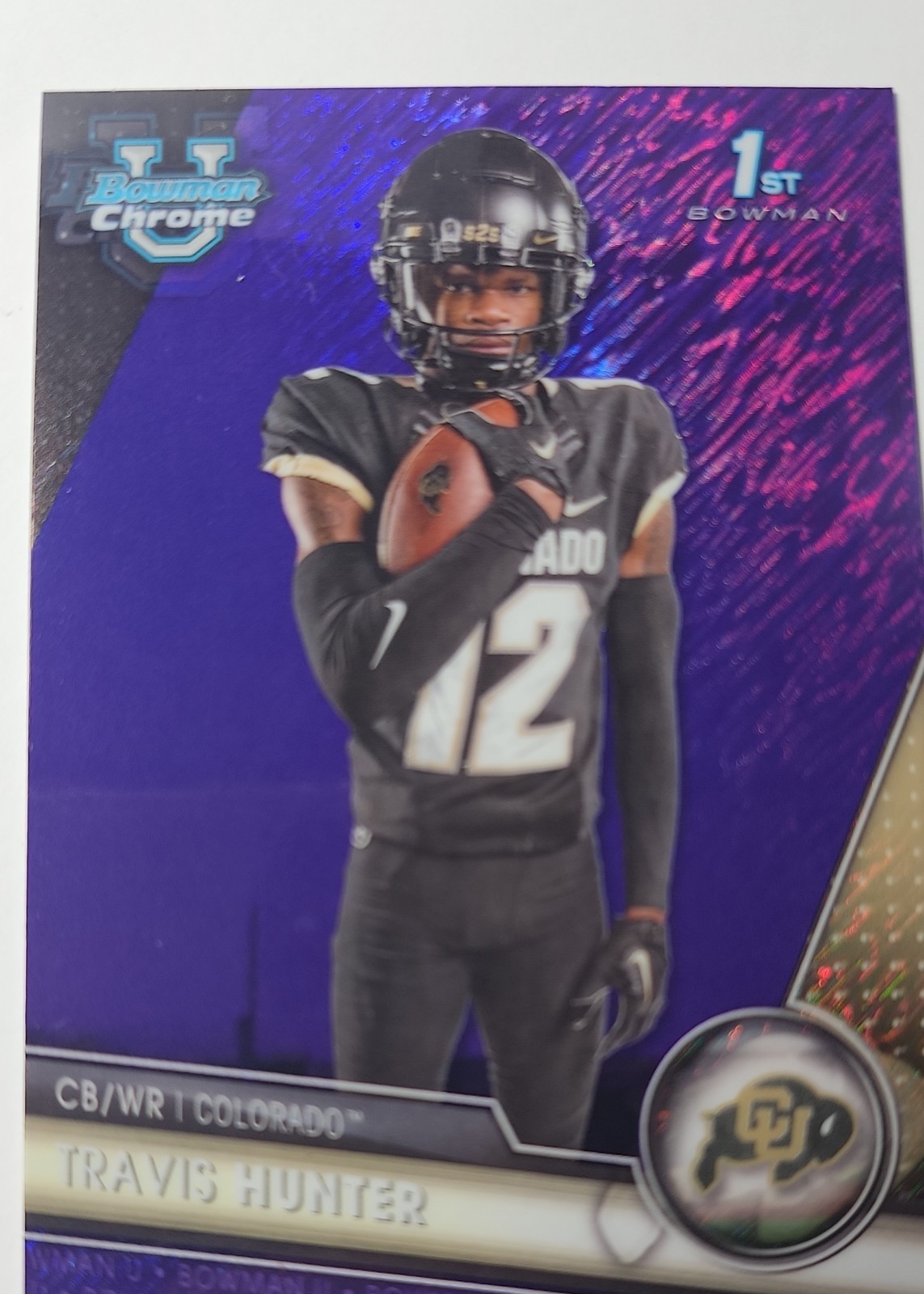 2023 Bowman University Chrome - Travis Hunter #36 Purple Shimmer Refractor (RC)