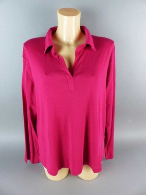 Lands End Damen Shirt Poloshirt Gr XL pink kurzarm Regular Kent Polohemd (20742)