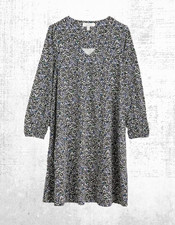 Womens Seasalt Long Sleeve Wave Jersey Dress Onyx Black Floral (Defect)