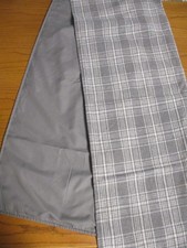 Gray, White Tartan Wool Blend Lined Table Runner - 13" x 70"