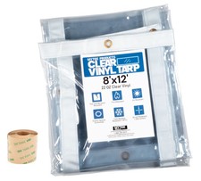 8' x 12' Clear Vinyl Tarp 22oz, 24 MIL Thick, Fire Retardant, UV Resistant