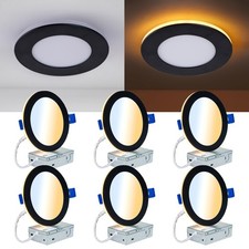 6 Pack 6" 5CCT LED Recessed Ceiling Light Dimmable Downlight with Night Light UL