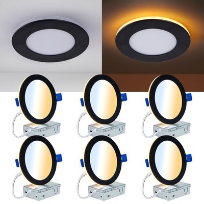 6 Pack 6'' 5CCT LED Recessed Ceiling Light Dimmable Downlight with Night Light UL