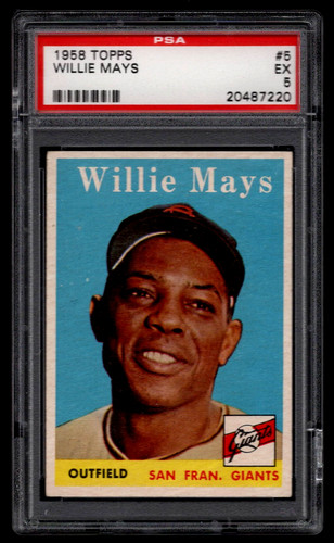 WILLIE MAYS 1958 TOPPS BASEBALL CARD #5 PSA 5 EXCELLENT HOF GIANTS CENTERED .