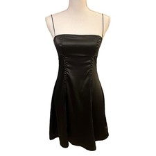  Urban Outfitters Womens Black Satin Slip Dress Size M HOCO Goth Fairy 90s 