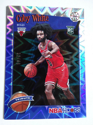 2019-20 NBA Hoops #295 Coby White RC Chicago Bulls 32/49 Blue Explosion Card