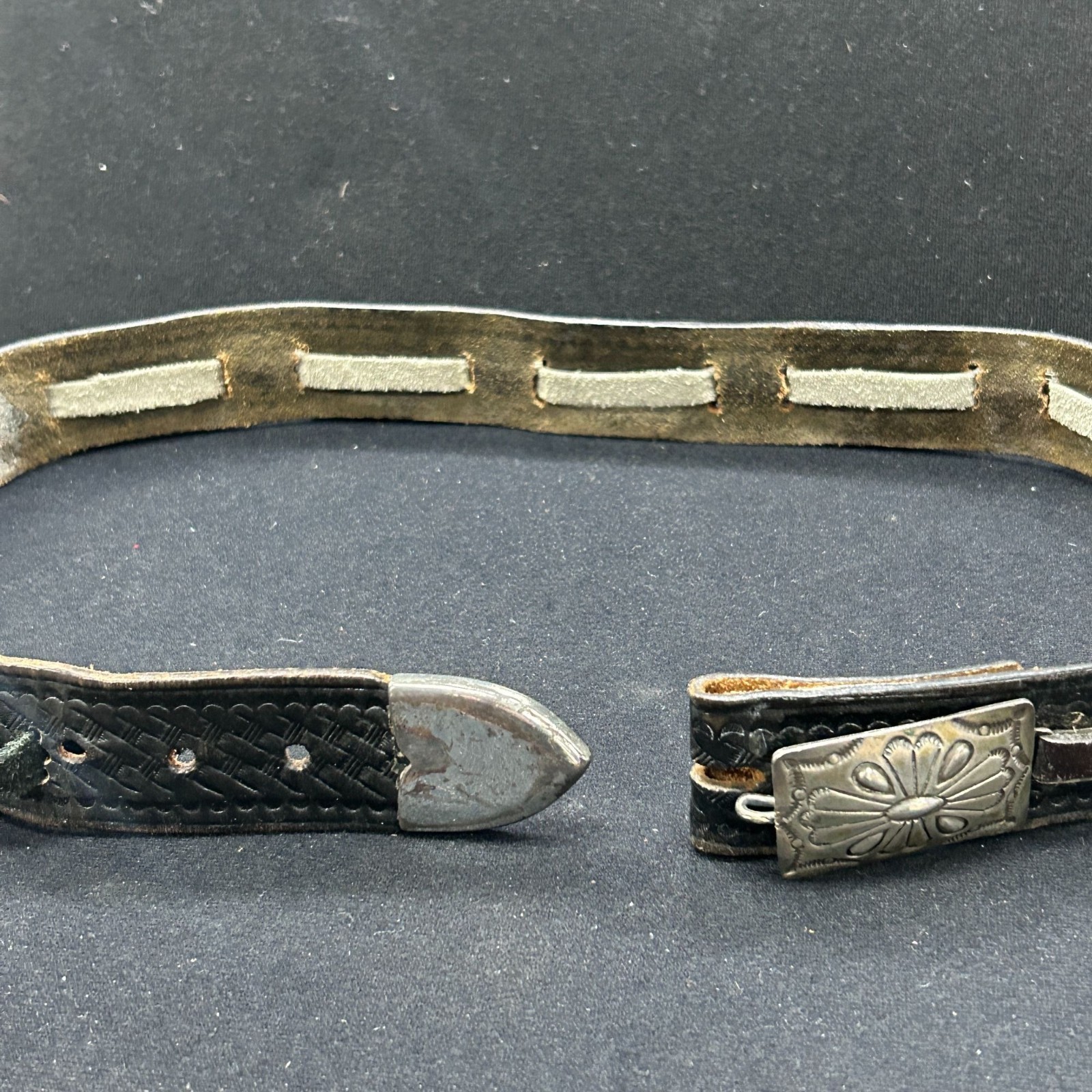 Antique Sterling Silver 11pc Rectangular Concho B… - image 3