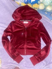 Juicy Couture Velour Dark Red Bedazzled Track...
