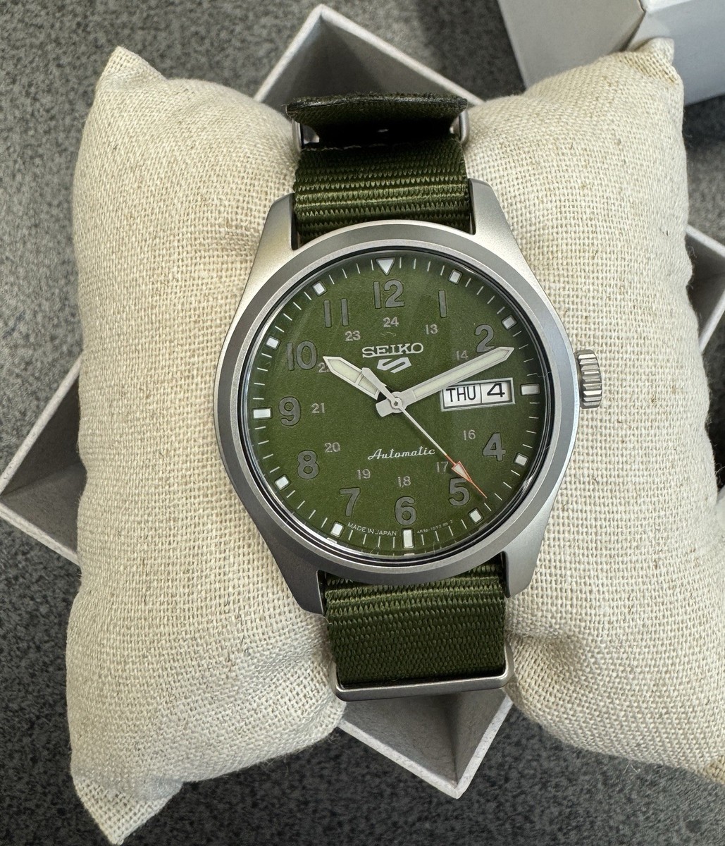 Seiko 5 Automatic Green Nylon Band Watch Green Dial SRPG33 Made In