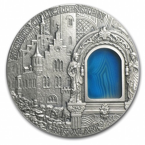 Niue 2012 Crystal Art Secrets of Lichtenstein 2 Oz Silver Coin with Agate Insert