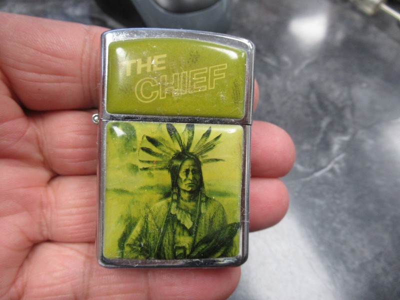 Vintage P II Korea Petrol Lighter The Chief American Indian