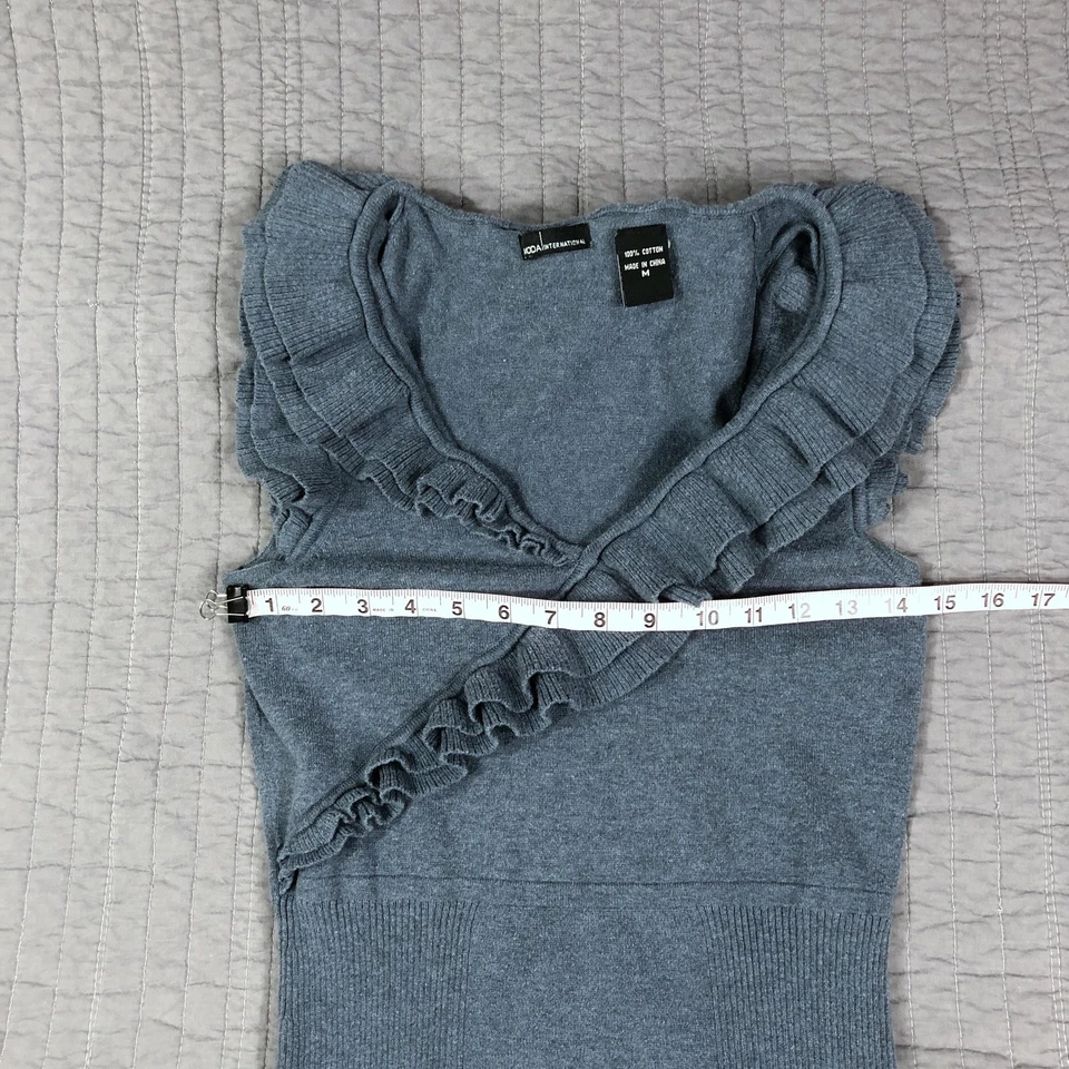 Moda International Sweater Dress Womens Medium Ruffle Knit Sleeveless Fitted - Image 4 of 4