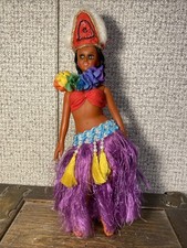 Hawaiian Hula Dancer Vintage Girl Doll 9" Rubber Figurine Lei Hawaii