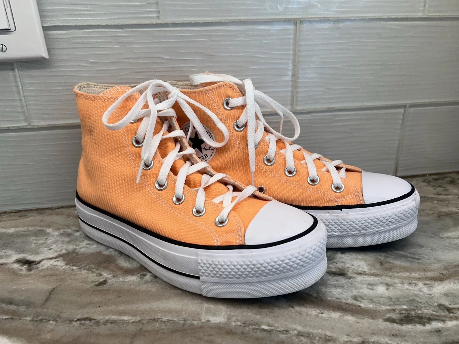 Sneakers stringate Converse donna 7 arancione fluo plateau