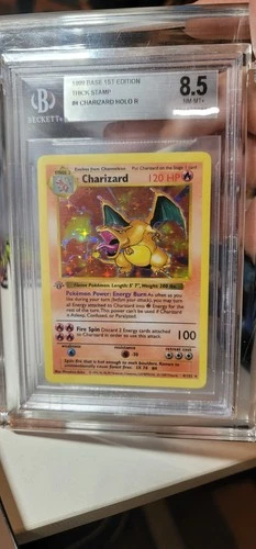 1999 Pokemon Base Set 1st Edition Thick Stamp Charizard Holo Shadowless BGS 8.5