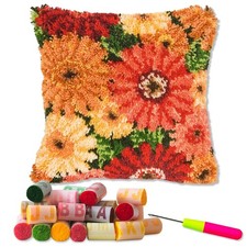 Latch Hook Kits for DIY Throw Pillow Cover,Colorful Flowers Pattern Needlewor...
