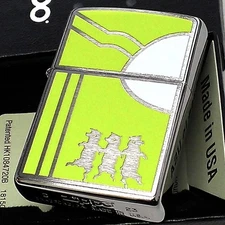 ZIPPO Lighter Stylish Three Pigs ZIPPO Yellow Three Little Pigs Silver Yellow