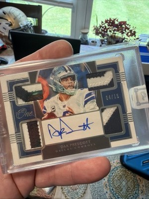 Panini One Dak Prescott QUAD Patch ON CARD AUTO Dallas Cowboys Jersey MATCH 4/15