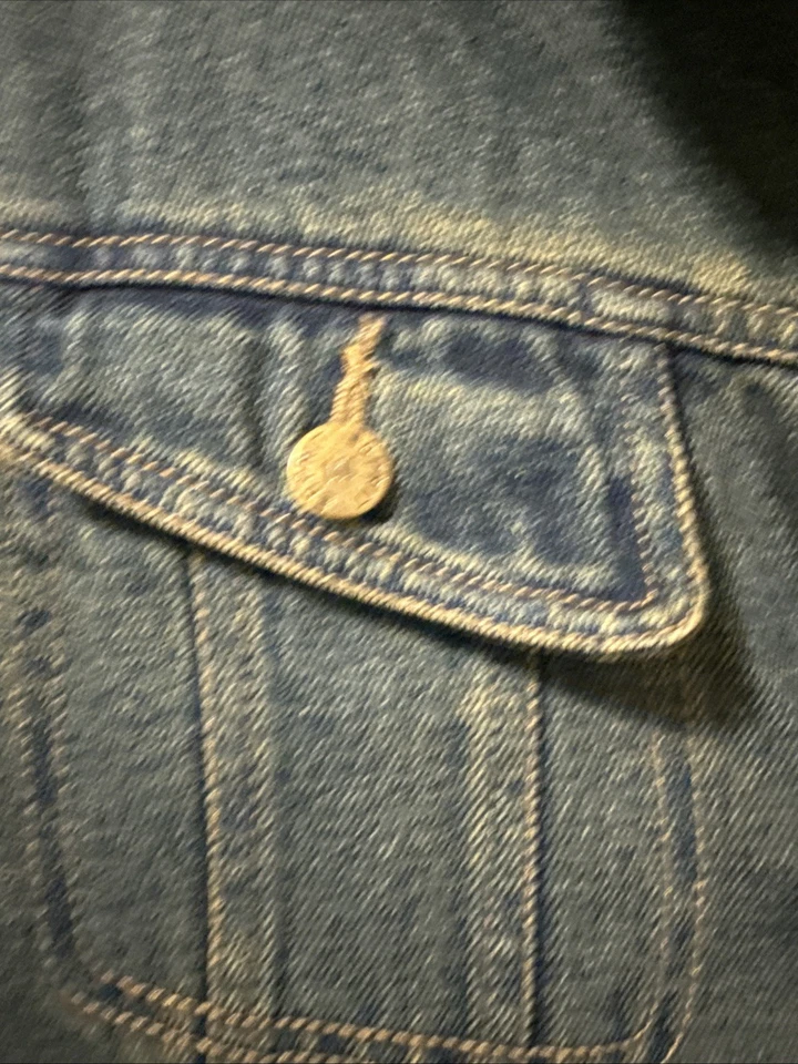 Chaleco de Jean Espirit Reversible de Piel Sintética Grande Azul Chaqueta de Jean L De Colección Años 90 y2k Foto 3 de 4