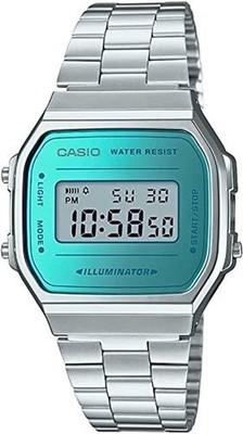 Casio Digital Retro Vintage A168WEM-2EF Uhr Herrensilber Edelstahl Band