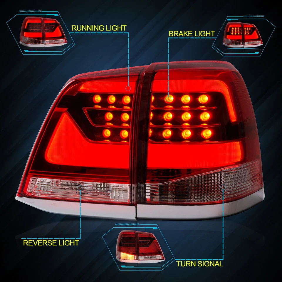 Luces traseras LED VLAND para TOYOTA LAND CRUISER 2008-2015 freno retroceso luces traseras Foto 2 de 4