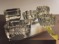 set Of Six Vintage Cleared Glass Open Salt. Sellers (Only Three Are Matching.)
