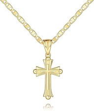 Cross Necklace for Women 14K Gold Cross Necklaces for Women Double Cross Pendant
