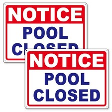 2 Pack Pool Closed Sign Swimming Pool Closed Signs - Durable Aluminum Rust Fr...