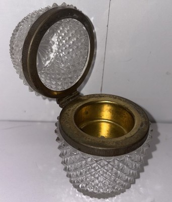 Vintage CRYSTAL Glass EGG SHAPED Lighter Holder Case (missing Lighter Insert)