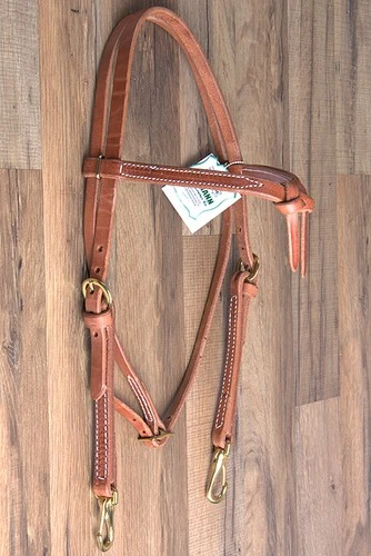 HILASON Hermann Oak Leather Laced Cheeks Horse Knotted Browband Headstall - Thumbnail 3