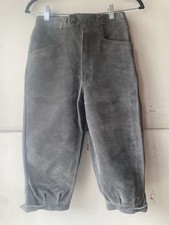 50s-60s German Lederhosen Breeches Gray Suede Capri Pants 27  Waist
