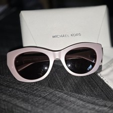 Michael Kors Paloma I Sunglasses Pale Pink Cat Eye Silver Temples Case
