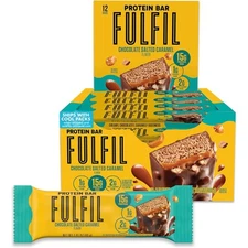 Protein Snack Bars, Chocolate Salted Caramel Flavored, Gluten Free with 15g P...
