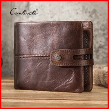 Casual Men Wallets Crazy Horse Genuine Faux Leather Short Coin Purse Hasp Design
