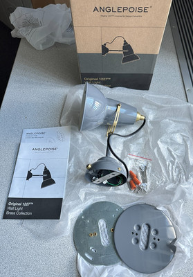 NEW Anglepoise Original 1227 Wall Light Sconce Elephant Gray w/ Brass, Classic