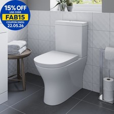Rimless Close Coupled Back to Wall Toilet Soft Close Seat Modern Bathroom