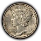 1929 10c Mercury Silver Dime - AU/UNC - SKU-Z6780