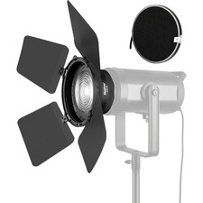 NiceFoto Fresnel Lens with Honeycomb Grids Barn Doors for Bowens Mount Light