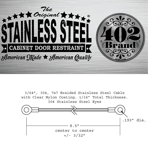 402 Marken Edelstahl Schranktür Rückhalteset. Made in USA. Flexibel - Bild 6 von 6