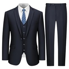 Suits for Men, 3 Piece Men's Suit Slim Fit, Solid Jacket 4X-Large Dark Navy