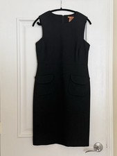 Tory Burch Black Wool Blend Sheath Dress Size 8 Sleeveless Career Elegant