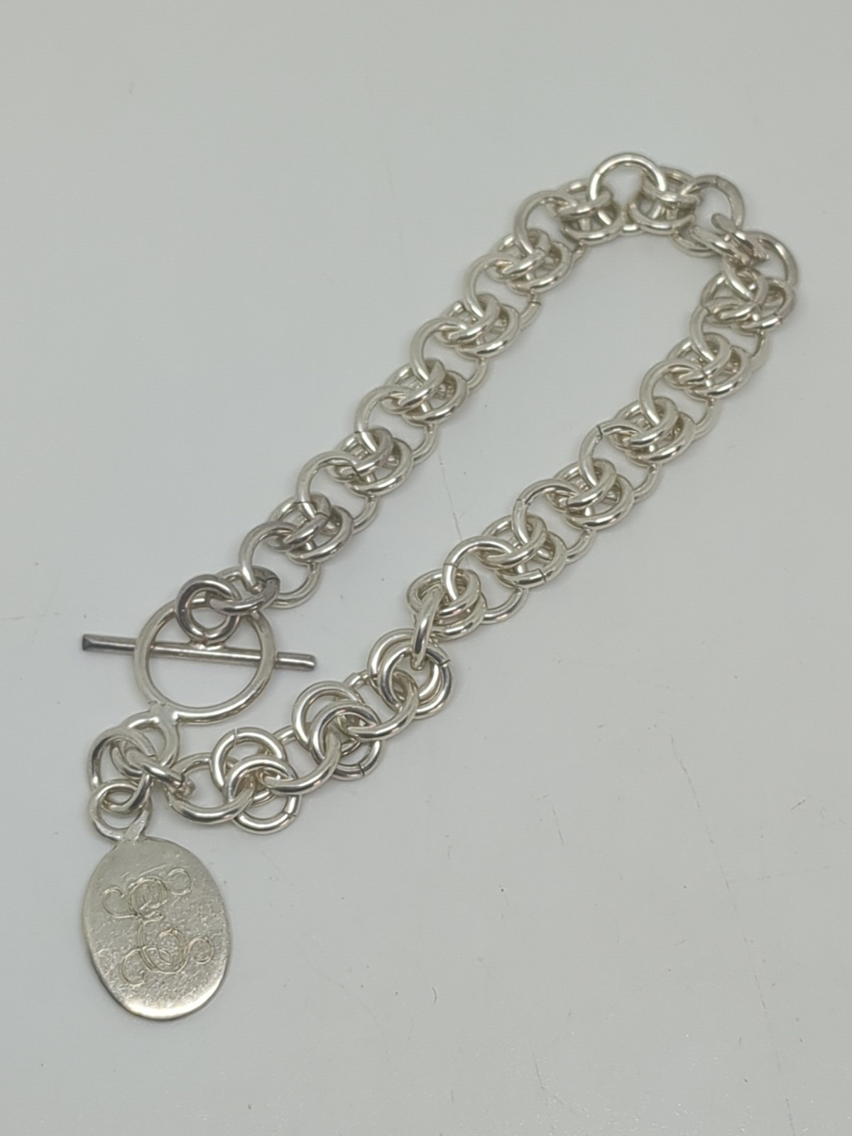 Sterling Silver 925 Double Link Toggle Bracelet 7… - image 1