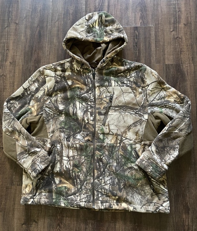 CABELA'S LEGACY PRO FLEECE WINDSHEAR HUNTING JACKET, MEN'S XL, REAL TREE XTRA
