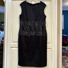 ✨ Alex Evenings Dress Black Cocktail Party Elegant Sleeveless Women SZ 16 NWT ✨