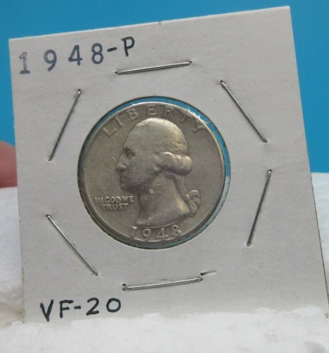 1948-P Washington 25 Cent Coin / Quarter / 90% Silver / Very Fine