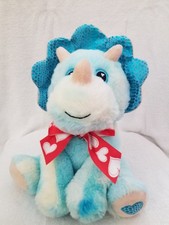 Dinosaur Blue Triceratops 10" Plush Stuffed Red Heart Valentine Bow Greenbrier