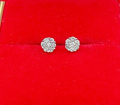 ANGEBOT! 0,25 natürliche Diamant Blumenform Halo Cluster Ohrstecker 14K Gold 