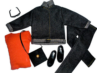 %***Sehr gute Barbie Ken Kleidung*Jeansjacke+Hose(Demin)*Shirt*Schuhe*Tasche***%